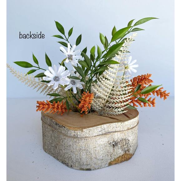 Faux Fall Centerpiece Flower Arrangement in Wood Log Branch - Picture 4 of 5